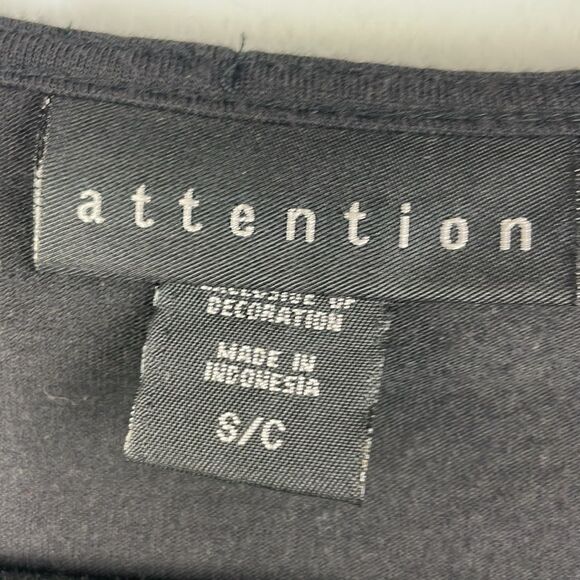 Attention Black with Ruffles tee short sleeve size Small - Picture 4 of 10